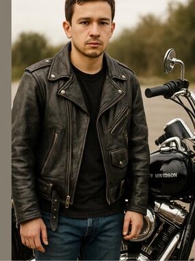Shaf men’s leather jacket size medium